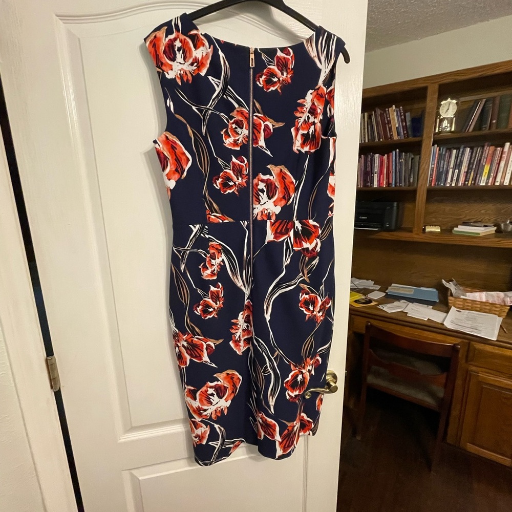 Ivanka Trump Blue and Red Midi Dress